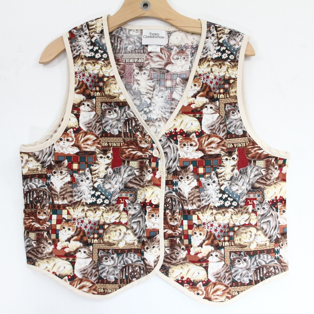 Cat Lady Top Large Women Kitty Vest Cute Shirt Kawaii